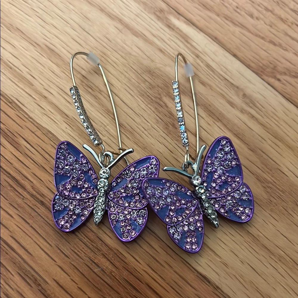 Elegant Purple Butterfly Earrings